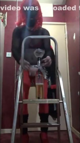 Amature Allure british masked boyfriend drinks his own piss dressed like a sissy slut UpForIt