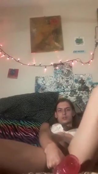 Fat Ass Mommy trains her tight fuckhole while listening to her friends techno album Camgirl