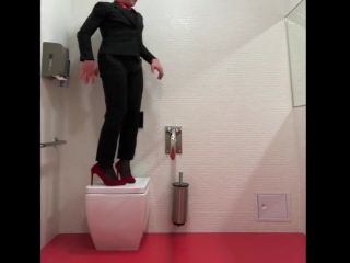 Oiled Mean bitch high heels, long legs cum in office toilet like small girl Big Cocks