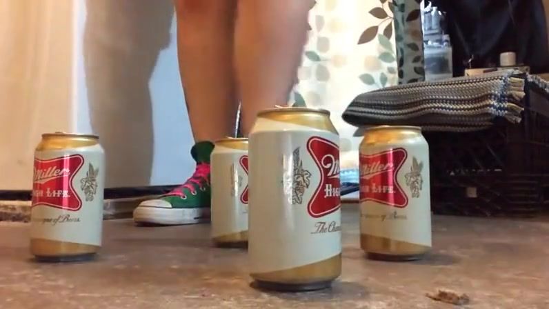 Police crushing cans with sneakers on Flaca - 1