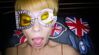 Foot Stylish and funny ladyboy in blonde wig gets barebacked Throatfuck