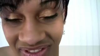 Pretty Ebony T-girl with big lips gets her black cock jerked in POV Fuck My Pussy Hard
