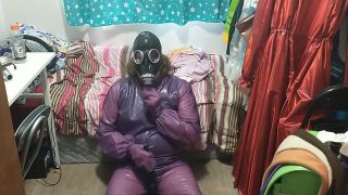 Ginger Latex Jelly Loose Purple Body Suit Over Swimsuit Gasmask Breathplay Vibrator Livesex