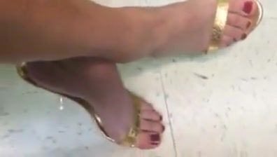 Piercing My sexy feet in gold heels Sislovesme