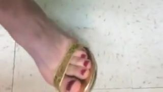 Euro My sexy feet in gold heels BootyTape