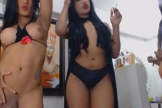 Double Five Latina Trannies in a Strip Party Little