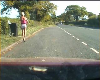 iDope Amateur crossdresser in lingerie on a road DownloadHelper