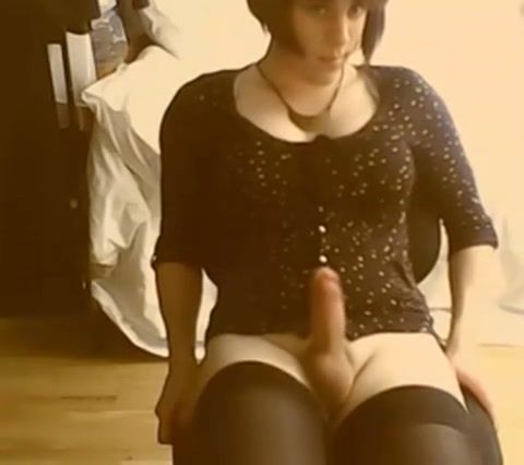 Pussy Eating Amateur TS in stockings stroking Domina