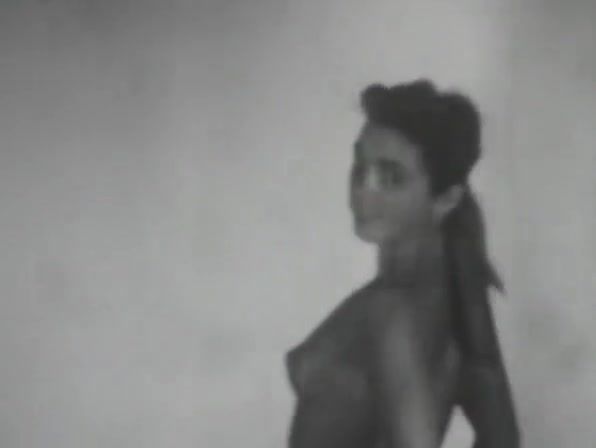 SankakuComplex Cute brunette showing her attributes (Vintage c. 1950s-60s) 3some