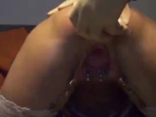 Transvestite Amateur Mature Skank takes HUGE toys and fist up her ass LushStories