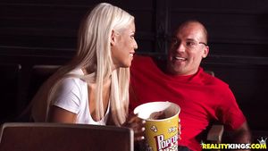 Ball Sucking Sex-hungry couple fucks hard while watching a movie 18QT