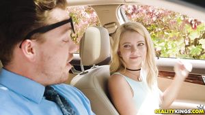 Gay Outdoors Teenager Riley Star does it all to pass the driving test. HD. Face Fucking
