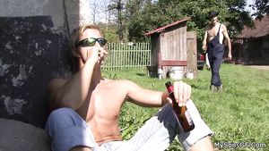 Pussy Sex Oldman pleases son's gf outdoors Mmf