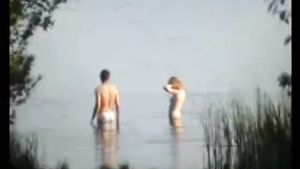 Daddy Real euro couple captured fucking outdoors in the lake 4some