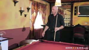 Hardcore Rough Sex Sex-hungry couple gets excited when playing a billiards game Piercing