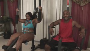 Gay Bareback Black BBW mom with huge natural breasts mixes sex with her workout Doggystyle Porn