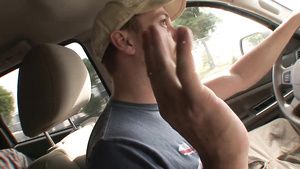 Flexible Manly dude picks up cute blonde to fuck in his car Stretching
