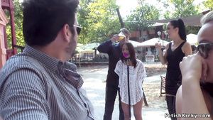 Double Penetration Euro whore blowing in public outdoor cafe Adultcomics