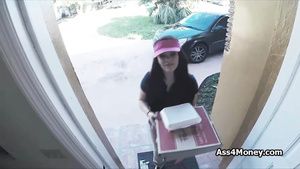 EroticBeauties Pizza delivery girl fucks for cash on video Blowjob