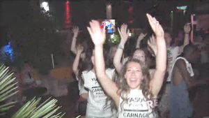 Camgirl Bad girls put on a strip show on public stange at a night club TheyDidntKnow