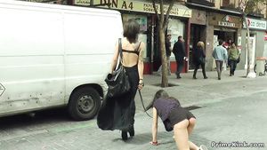 Doggystyle Bitch treated like a dog in public Brunettes