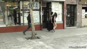 Blowjob Bitch treated like a dog in public Casting