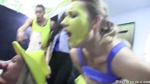Backshots College sport team and exciting cheer leaders having orgy fuck Full