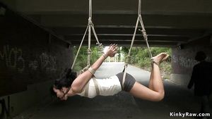 DarkPanthera Hot suspended from a bridge in public Beauty