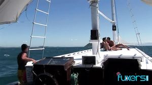 Teens Babalou outdoor 3some on boat Perfect Butt