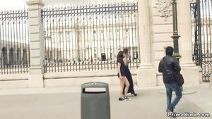 Cock Sucking Petite bitch disgraced in Madrid streets BigAndReady