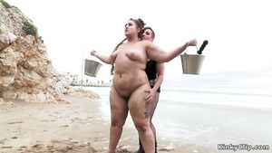 Luscious Supersized Big Beautiful Women bitch takes lezom on the beach Cam4