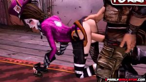 Stretching Stunning Borderlands 3D wife rides big male pole...