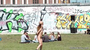 18QT Naked petite babe disgraced in public Retro