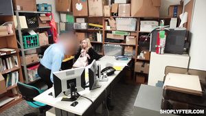 Pornstars Mall cop catch cutie and gives it to her in back office at shop imageweb