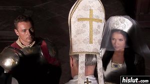 Black Woman Luscious Roxy craves for anal with real knight - ass fucking in historical costumes Negra