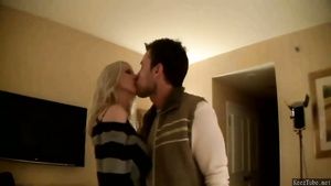 Seduction Blonde Housewife MILF has fun with two lucky...