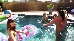 T-Cartoon Lesbian party in the pool - hot group sex Handsome