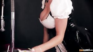 Porn Jizz Full-Breasted maid enjoys a yummy milkshake -...