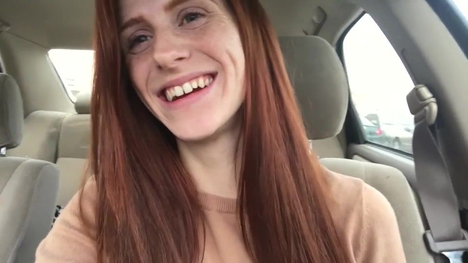 Orgasm Ginger amateur girl masturbates in the car High Heels