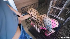 Handjobs Paris White got out of a cage to ride massive cock DaPink