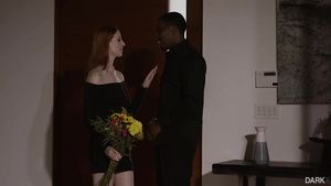 Hottie Two Black Dicks For Raunchy Redhead - interracial Workout
