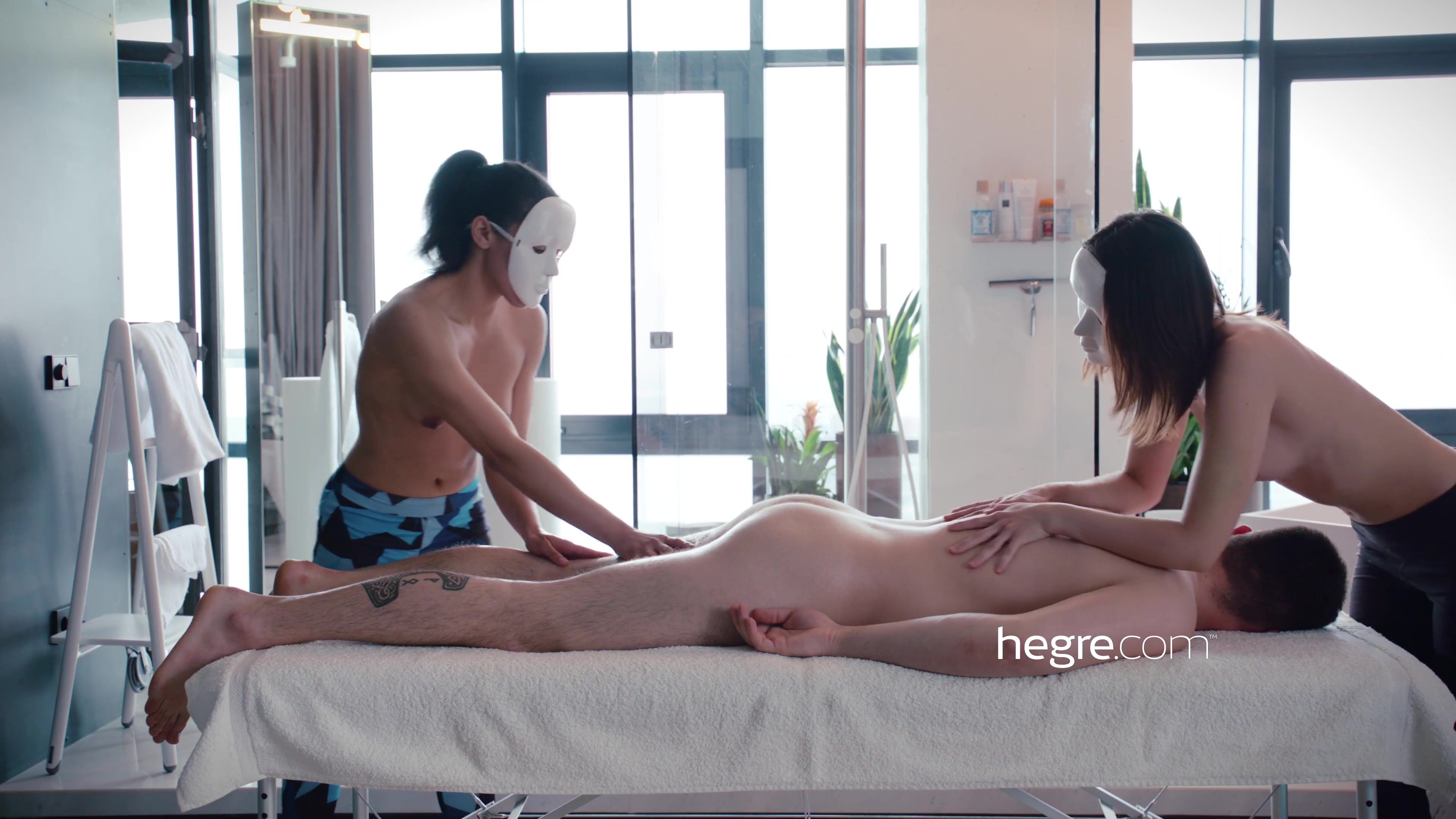 Vanessa Cage Hegre - Four Hands Masked Lingam Massage - handjob Stepsiblings