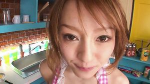 Hustler Sexy Japanese housewife sucks off her man in the kitchen Hd Porn