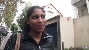 Latina Interracial session with a black girl in the street Fellatio