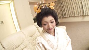 See-Tube Japanese geisha dressed in traditional clothes gives blowjob Perfect Tits