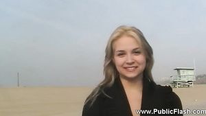 XCams big-bosomed blond in public shows her boobs Vaginal