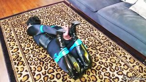 X-Spy Short-haired MILF wearing Latex got bounded and gagged Lover