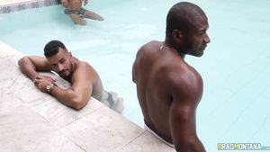 Hardcore Kinky Darkhaired Babe Pool Group Sex Blow Job