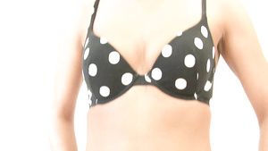 Boss Polka dot underwear clad solo teen strips and teases on camera Toys