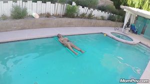 Fun Milf with big tits darins cum from big dick before anal POV pool side Fat Pussy